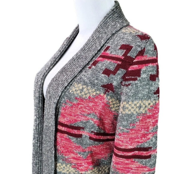 Lucky Brand Intarsia Southwest Open Cardigan Sweater Aztec Western Cozy Sz S - Picture 7 of 11